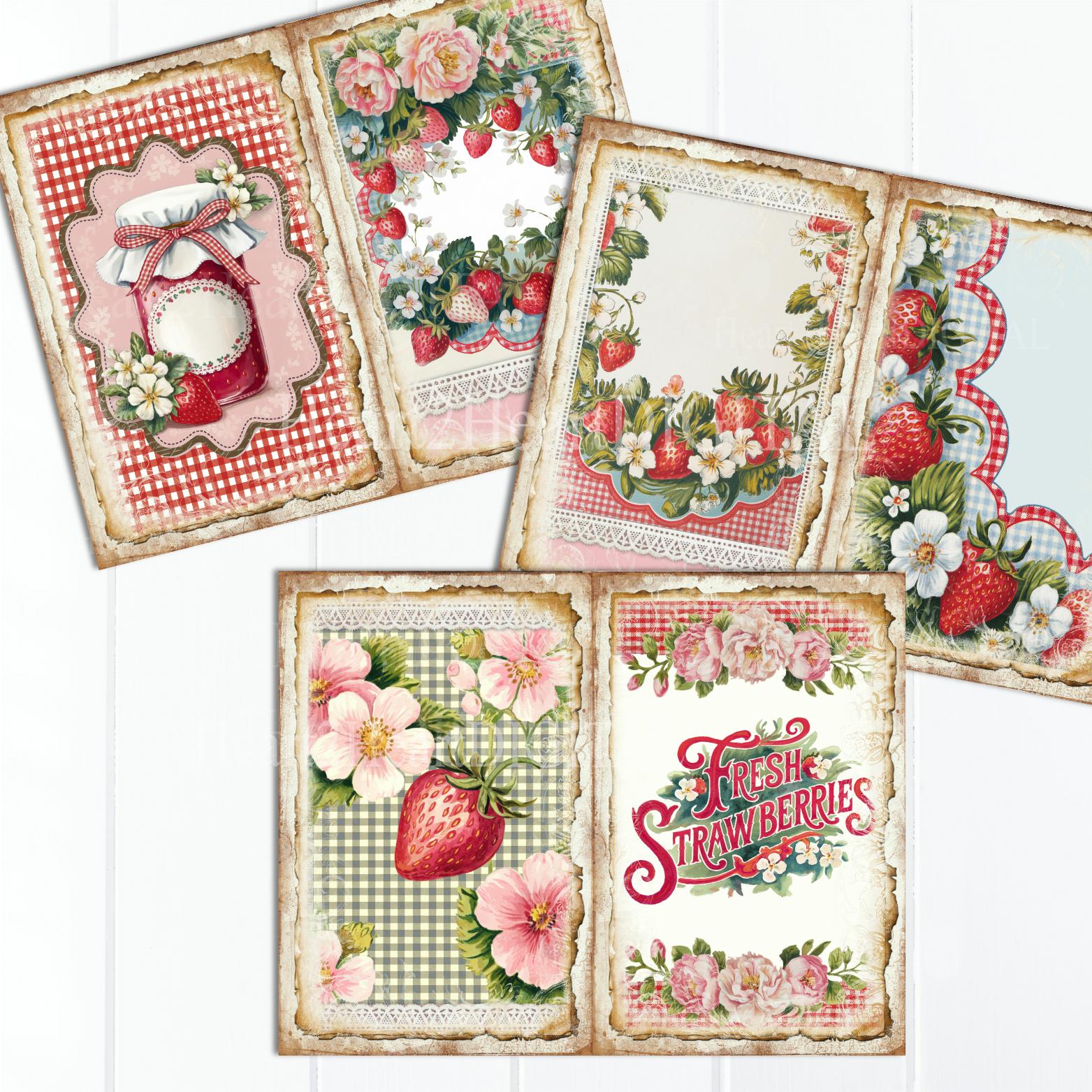 Strawberry Junk Journal Kit Printable | Vintage Summer Fruit Ephemera ...