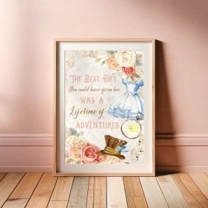 Alice in Wonderland Print A Lifetime of Adventures Wonderland Wall Art Alice Print Mad Hatter INSTANT DOWNLOAD Nursery Art