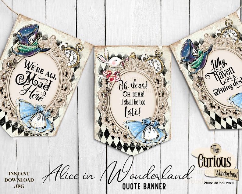 Alice in Wonderland Quote Banner Printable Banner Printable | Etsy