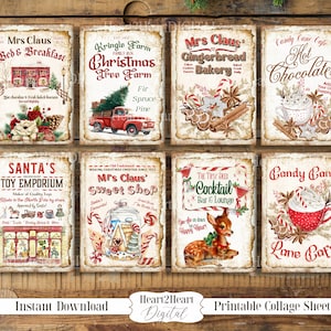 Vintage Mrs Claus Christmas Cards Collage Sheet, Tags, Journal Cards, Digital Image, Scrapbook Cards, Printable Download, ACEO, Bakery Toys