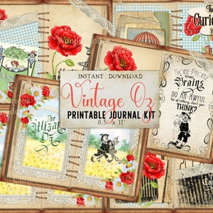 Vintage Wizard of Oz Printable Junk Journal Kit Scrapbooking Quote Cards INSTANT DOWNLOAD Collage Sheet Emerald City Ephemera Dorothy