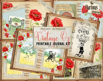 Vintage Wizard of Oz Printable Junk Journal Kit Scrapbooking Quote Cards INSTANT DOWNLOAD Collage Sheet Emerald City Ephemera Dorothy