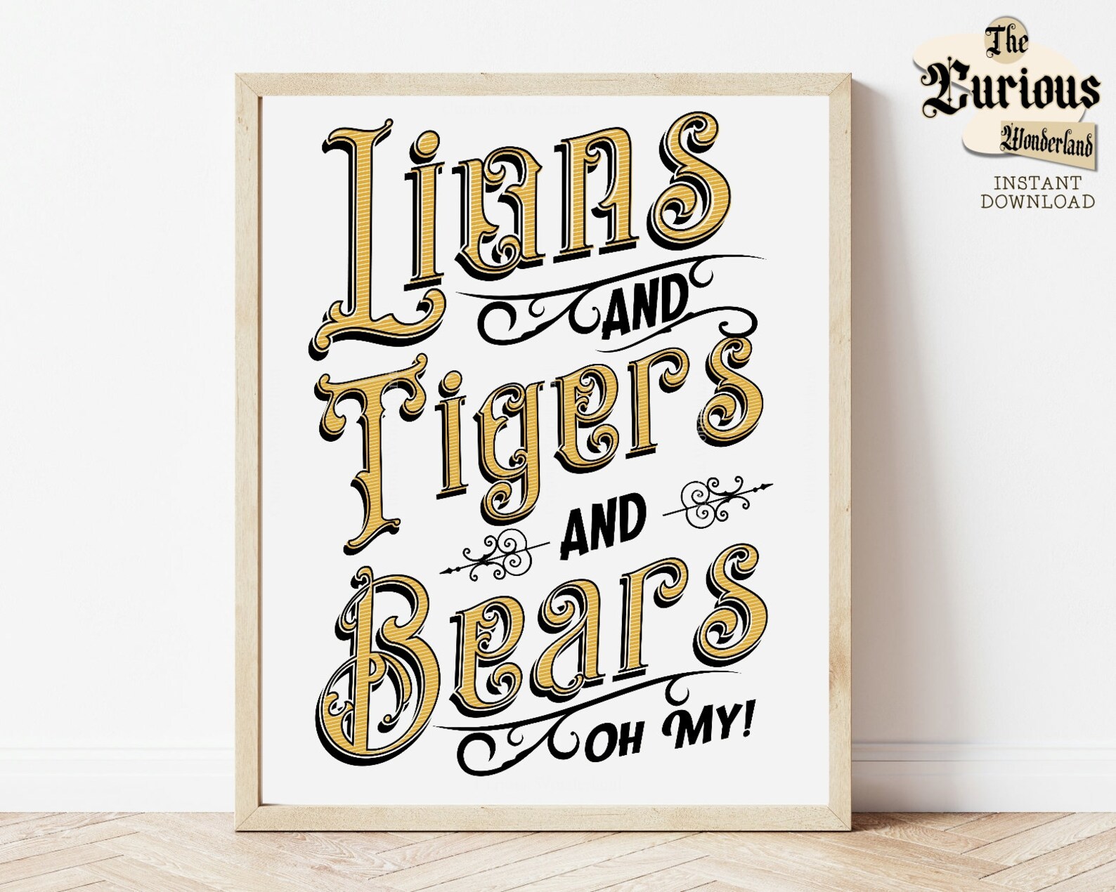 Wizard of Oz Lions and Tigers and Bears Print Printable Wall | Etsy