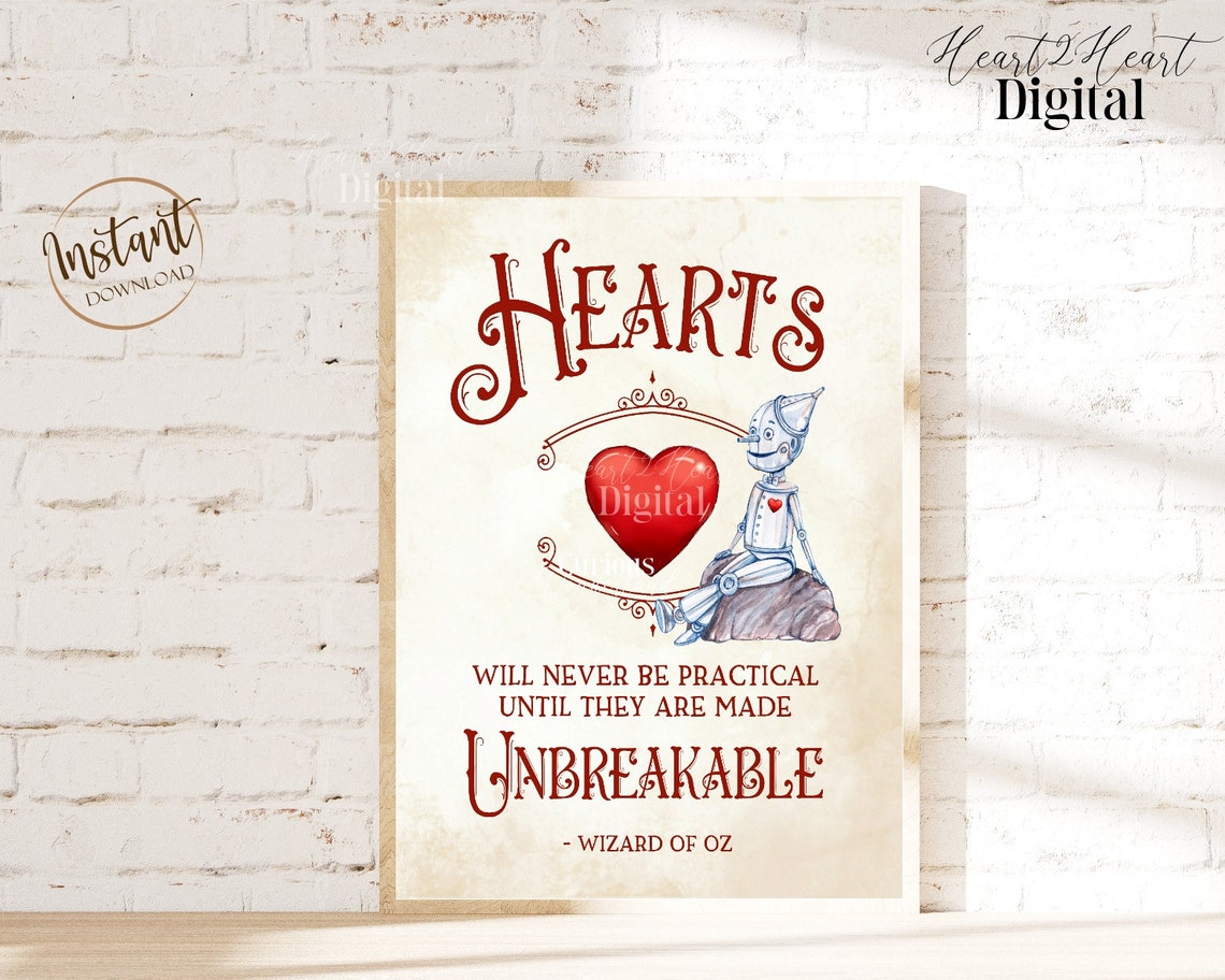 Wizard of Oz Tin Man Quote Print Printable Wall Art Wizard - Etsy