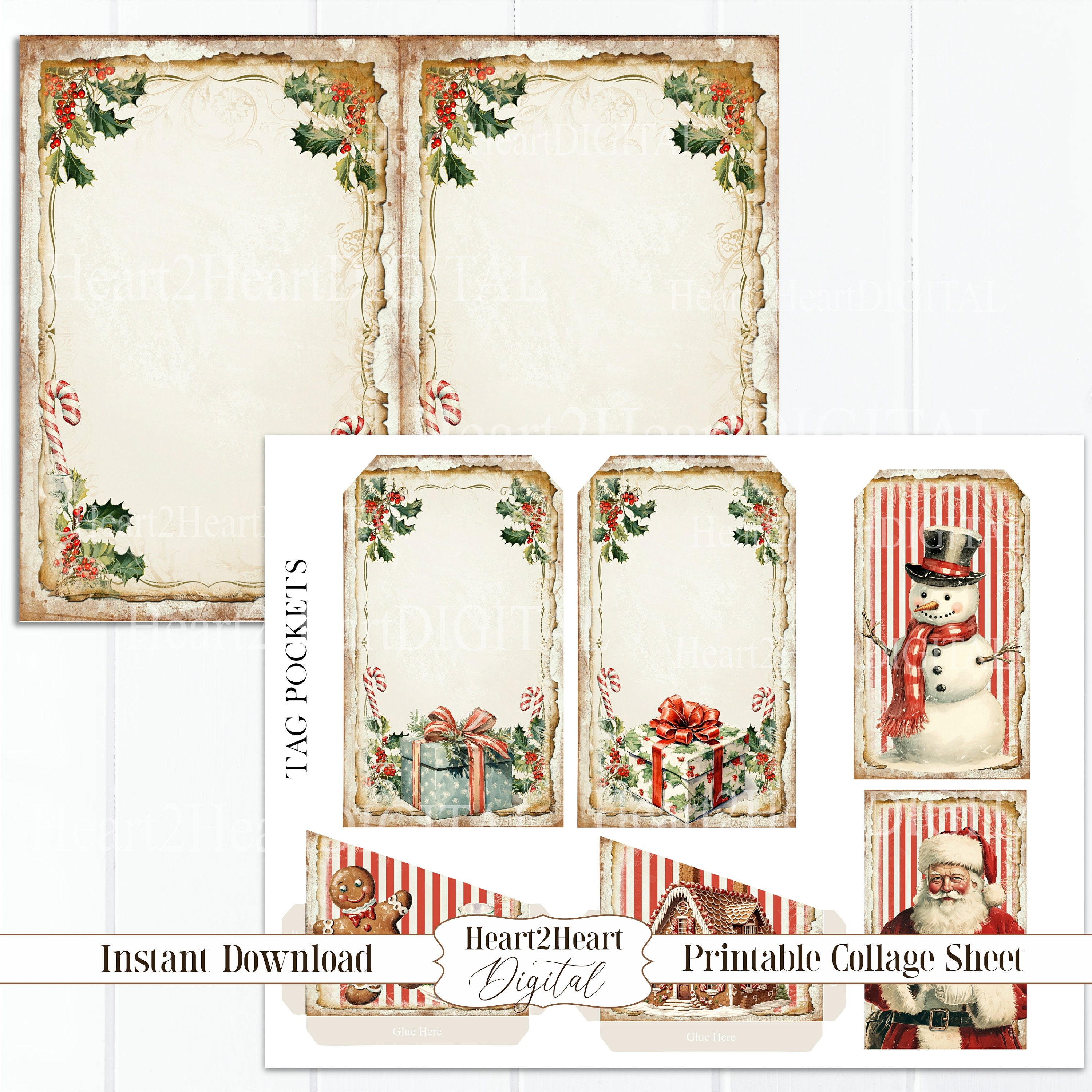 Vintage Christmas Gift Planning Junk Journal, Printable Digital Journal ...