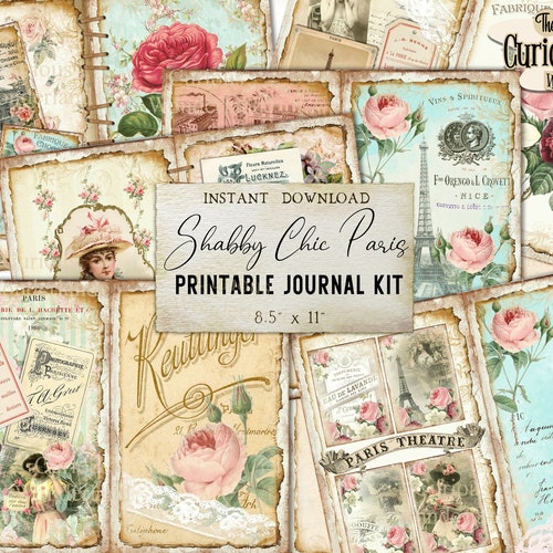 Printable Romantic Junk Journal Kit Shabby Chic Digital Junk - Etsy