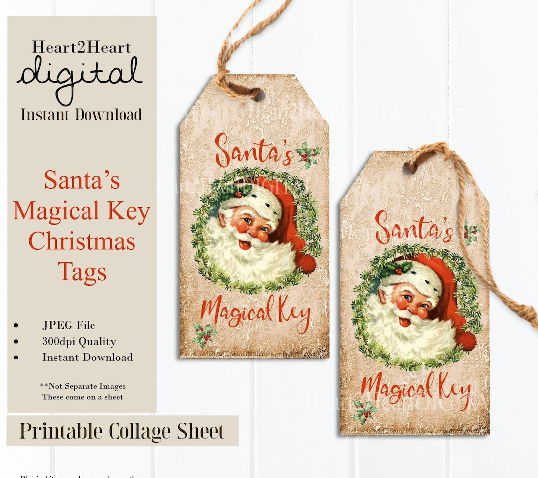 Santa's Magical Key, Printable Christmas Tag, Digital Download ...