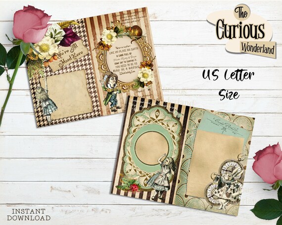 Alice in Wonderland Junk Journal Pages, Printable Journal