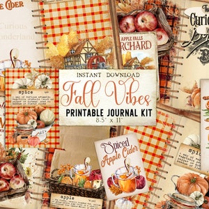 Fall Pumpkin Part 1 Junk Journal Ephemera Pack Digital Download Kit Printable Halloween Journal Autumn Apples Craft Paper Fussy Cuts