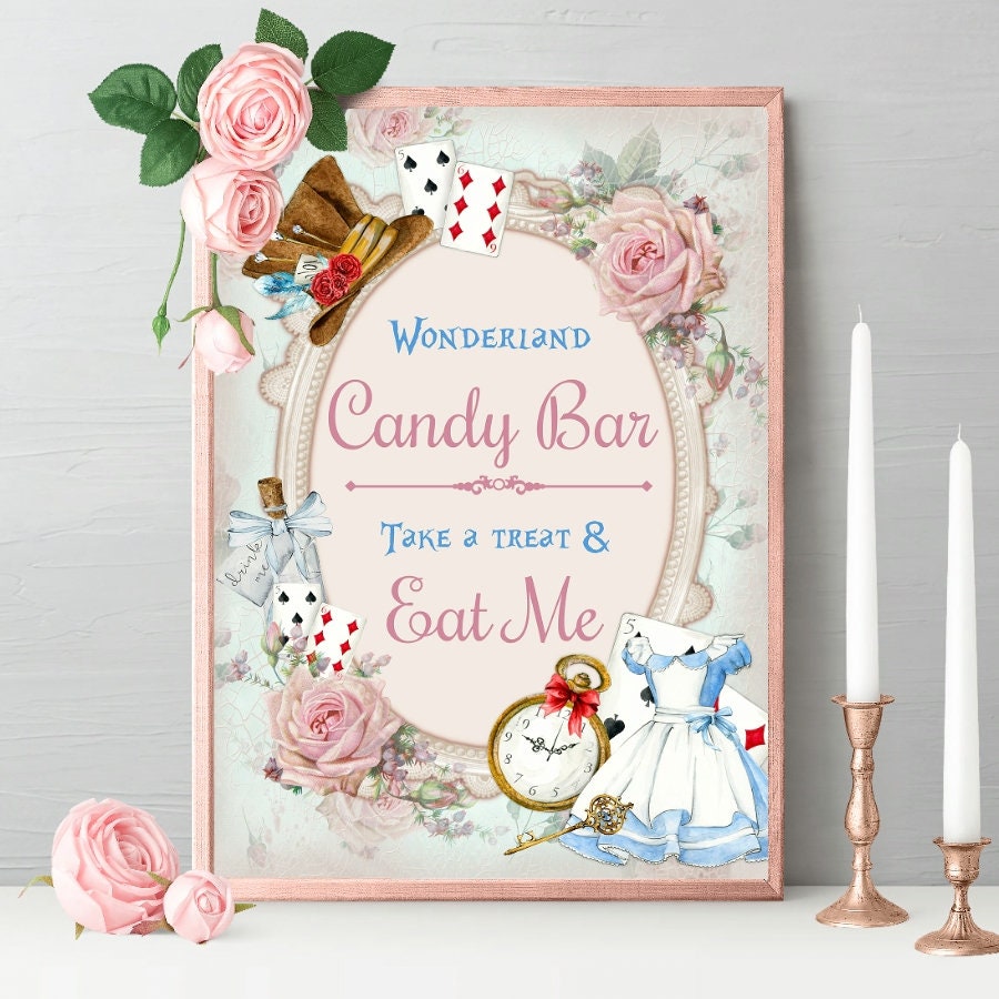 Alice in Wonderland Candy Bar Sign Print Sweet Table Sign Etsy