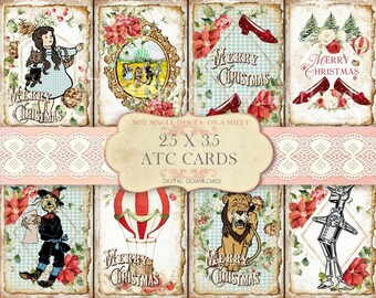 Christmas Wizard of Oz Quote Cards, Party Decoration, Cardmaking, Junk Journal Cards, Printable, Instant Download, Ruby Slippers, Scrapbook,
