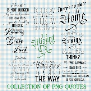 Wizard of Oz Quotes, PNG Word Overlays, Word Clipart, INSTANT DOWNLOAD, Digital Stamp, Scrapbooking, Sublimation Transfers, Tin Man Quotes
