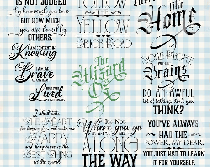 9 Wizard of Oz Quote Stickers Approximately 1.7262.436 Inches X 1.282
