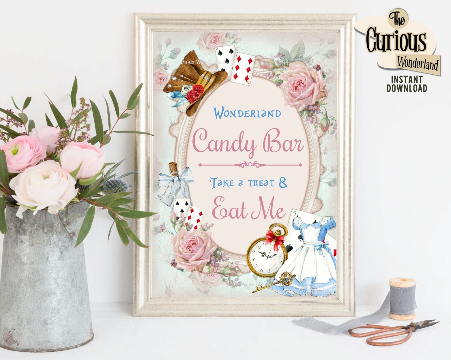 Alice in Wonderland Candy Bar Sign Print Sweet Table Sign Etsy