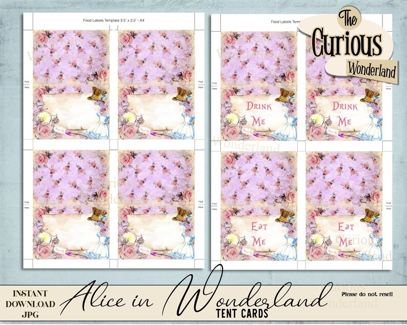 Alice in Wonderland Tent Cards Wonderland Food Labels Table Etsy UK