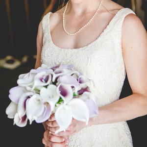 WEDDING BOUQUET Purple Calla Lily Wedding Bouquet, Real To Touch Lavender and Dark Purple Picasso Bouquet image 7