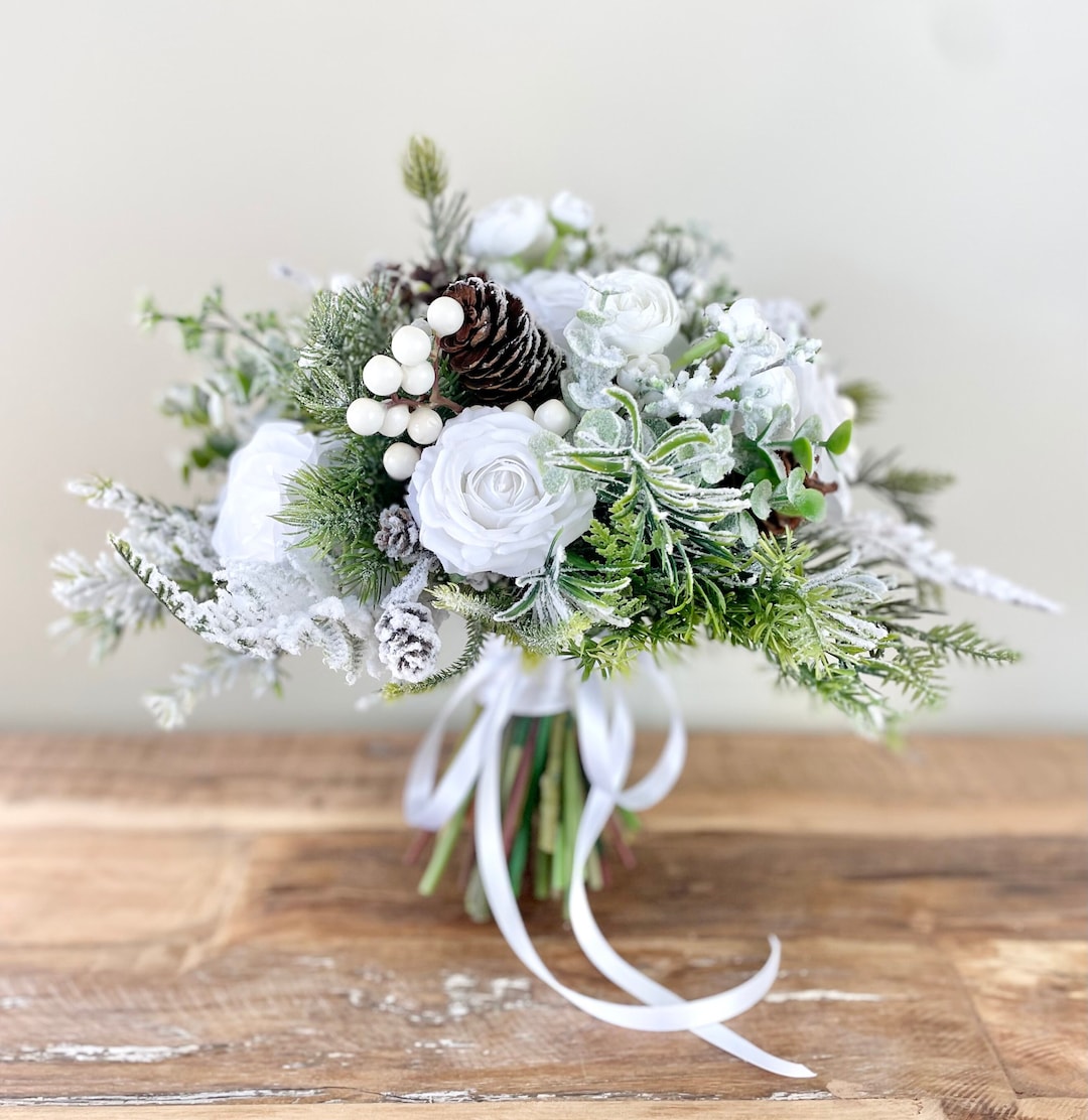 CHRISTMAS WEDDING BOUQUET , White Winter Wedding Bouquet , High Quality