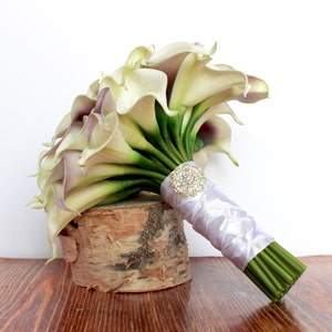 WEDDING BOUQUET Purple Calla Lily Wedding Bouquet, Real To Touch Lavender and Dark Purple Picasso Bouquet image 5