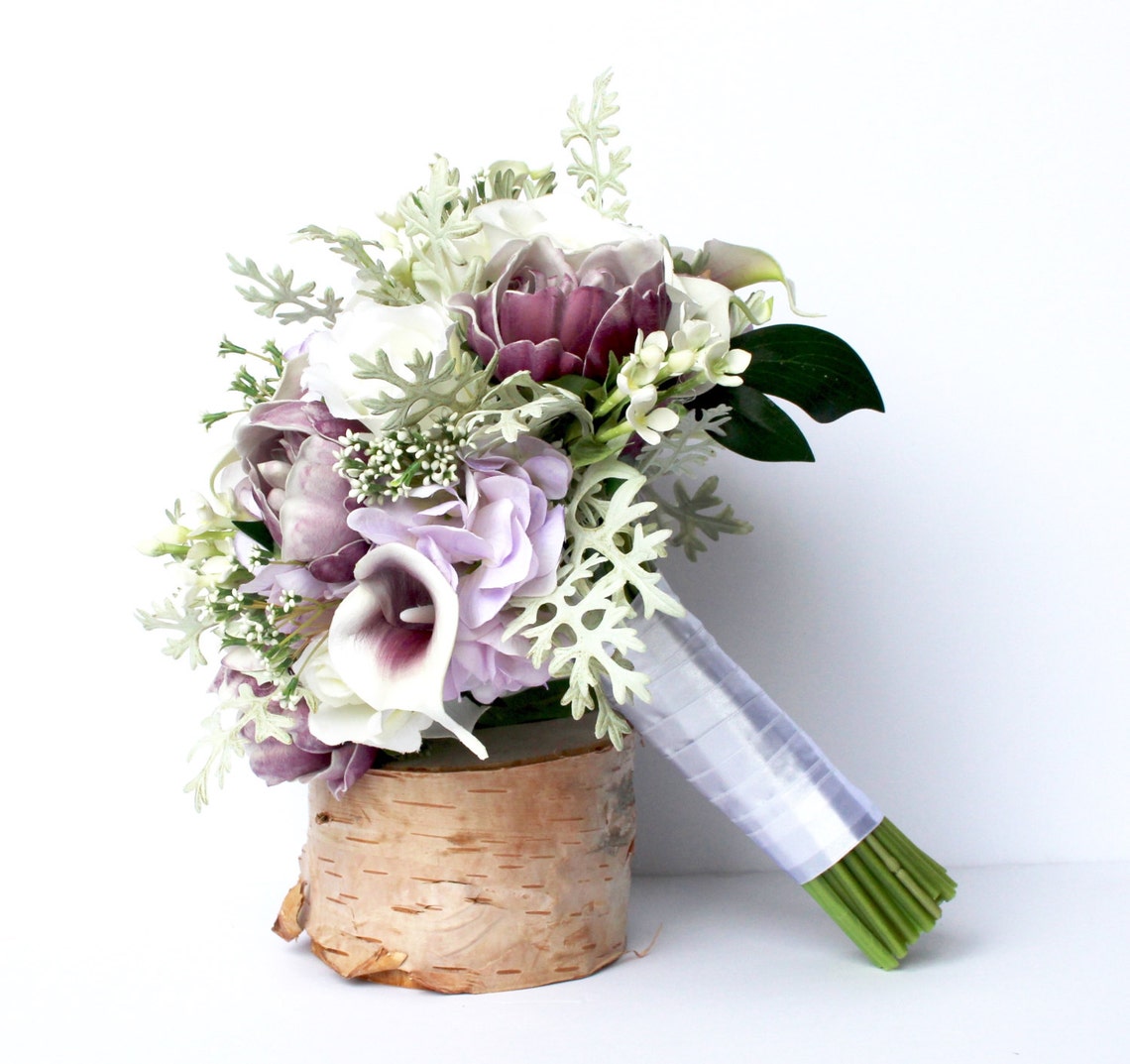 PURPLE WEDDING BOUQUET Purple Wedding Bridal Bouquet Real Etsy