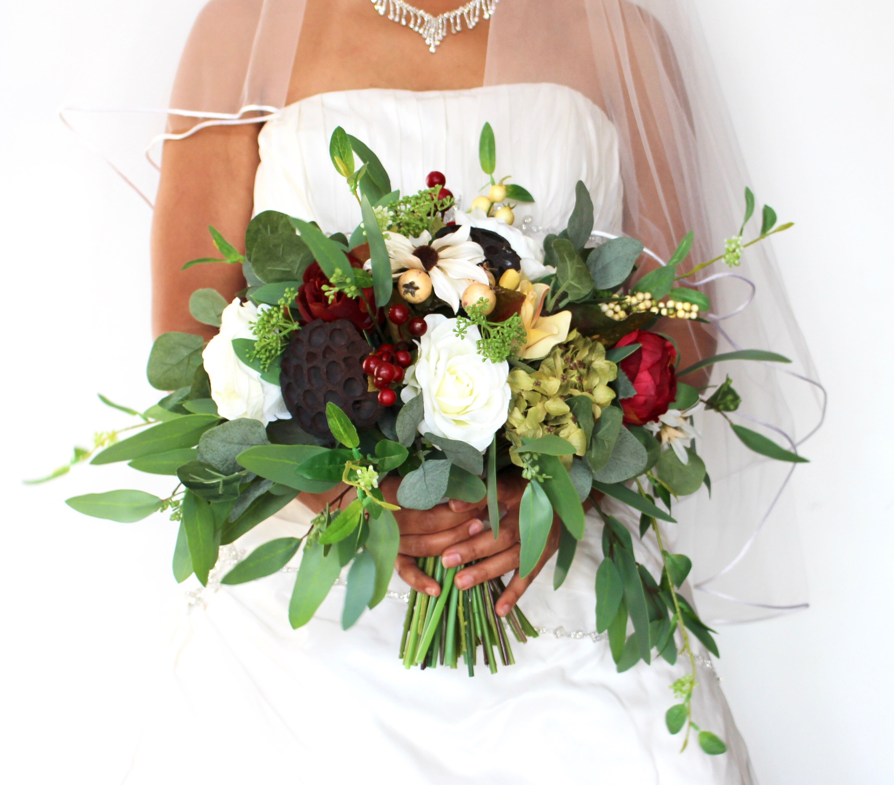Burgundy Wedding Bouquet Boho Burgundy Wedding Bouquet Etsy