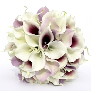 WEDDING BOUQUET Purple Calla Lily Wedding Bouquet, Real To Touch Lavender and Dark Purple Picasso Bouquet image 1