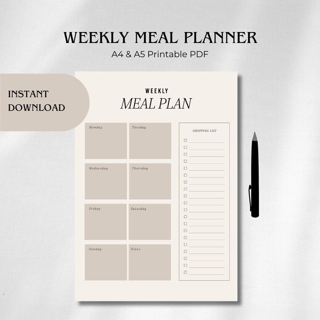 Printable Weekly Meal Planner - Etsy