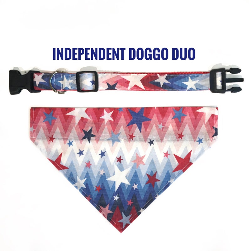 Woof Wear and Company Independent Doggo Collar /& Bandana Duo Patriotic 4th of July Dog Collar and Bandana USA Dog Bandana and Collar