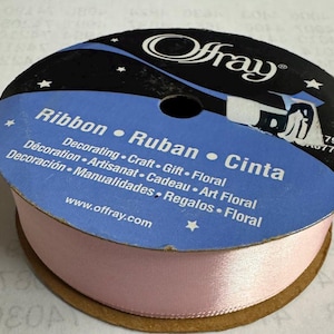 Offray Single Face Satin Ribbon 7/8"X18'-Light Pink3