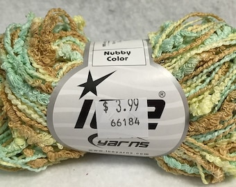 Ice Yarns Nubby Color  Pale Green Yellow Tan 50gr