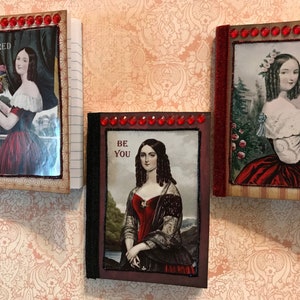 Ladies in red OOAK altered mini journal set