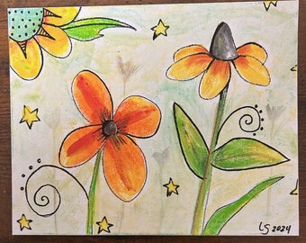 Star Gazing Flora Original art piece by Lee Seed