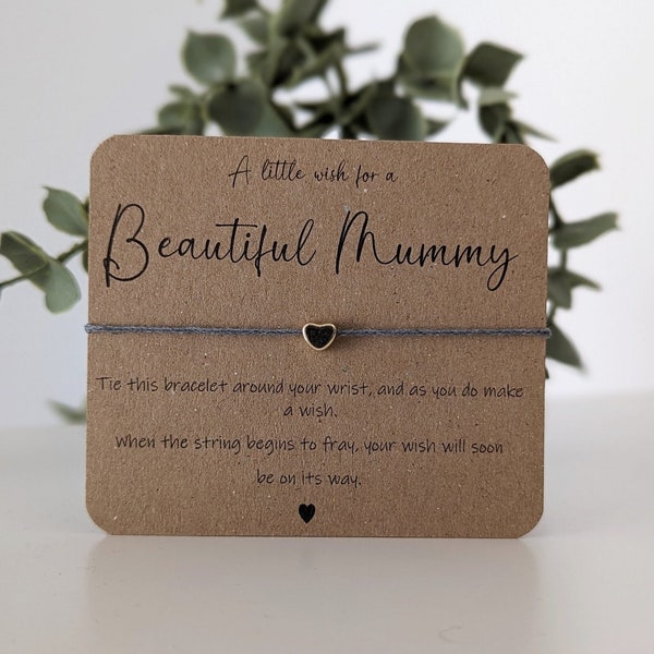 Beautiful Mummy wish bracelet, string bracelet, bracelet gift, new mum gift, mum to be gift, baby shower gift, Mother's Day gift