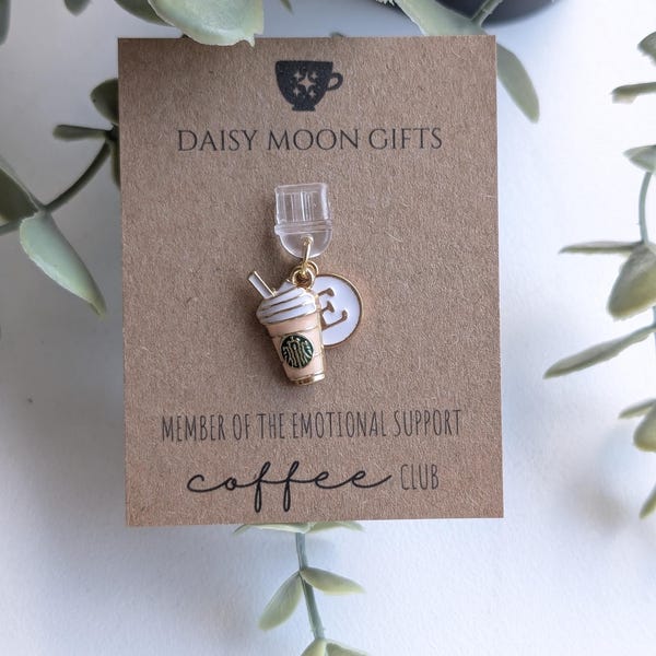 Coffee and custom initial kindle charm, emotional support coffee club, bookclub, booktok, bookish finds, mother's day gift, gift for mum