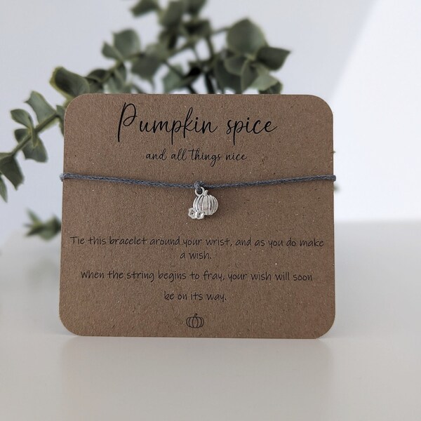 Pumpkin spice and all things nice wish bracelet, pumpkin string bracelet, cute gift for best friend, gift for pumpkin lover