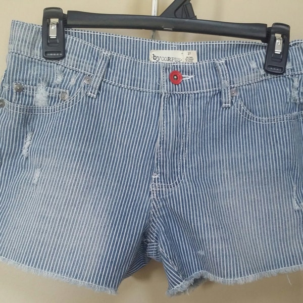 Jean destroyed shorts, Size 27 Upcylced/Altered (Waist 30 inch)  // Distressed Shorts // Size 27 Shorts //  Upcycled Shorts //