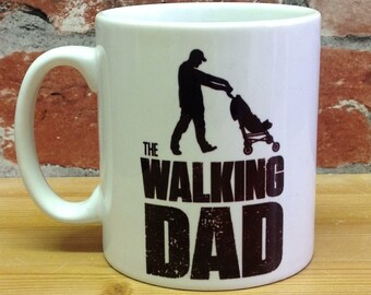 New 'THE WALKING DAD' Gift mug cup present Walking dead parody zombie daddy pushing pram