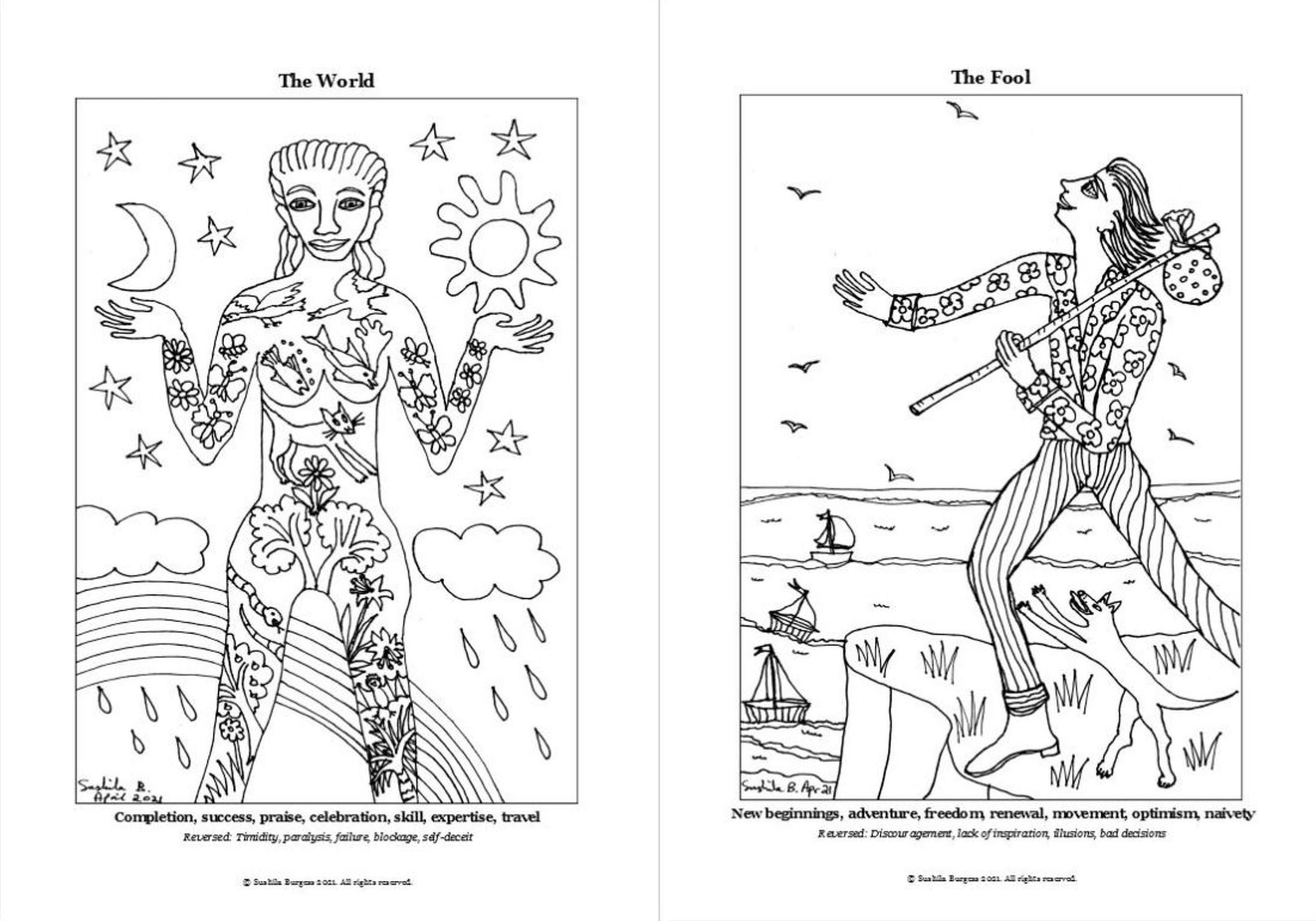 Tarot Colouring Pages on Paper: the Hinted Tarot - Etsy Denmark