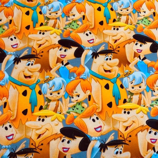 THE Flintstones license cotton jersey fabric by Half Yard is Cotton Jersey Fabric with Digital print.