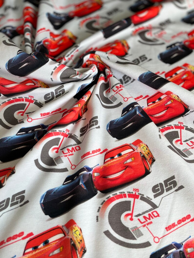 Lightning Mcqueen Cars Disney Jersey Knit Fabric by Half Etsy