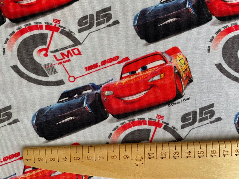 Lightning Mcqueen Cars Disney Jersey Knit Fabric by Half Etsy