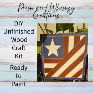 DIY Primitive Flag Barn Quilt: Unfinished Wood Craft Layered 3D