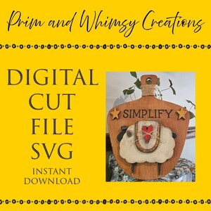 Primitive Simplify Sheep Cutting Board Sign SVG Laser Cut File Digital Download