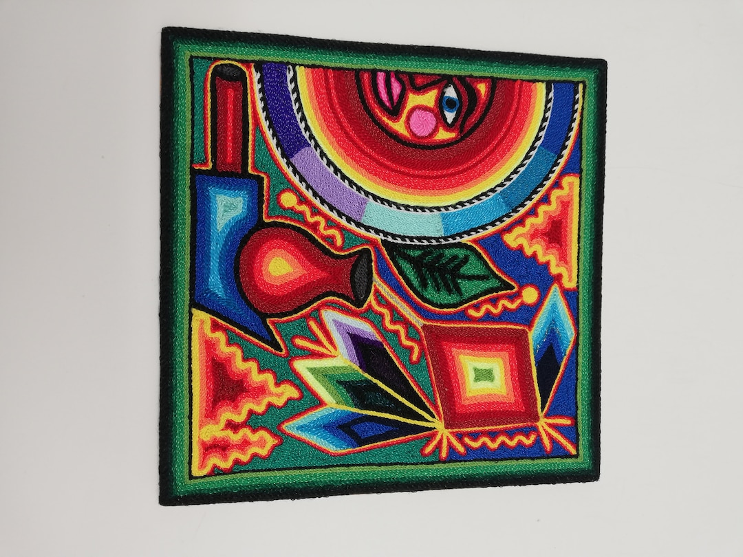 Huichol Yarn Painting Huichol Painting Mexico Decor Huichol Etsy