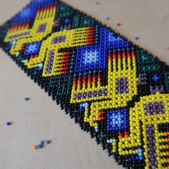 Mexican bracelet Huichol art jewelry Mexican beadwork Mexican bracelet peyote bracelet peyote bracelet Beaded Huichol bracelet