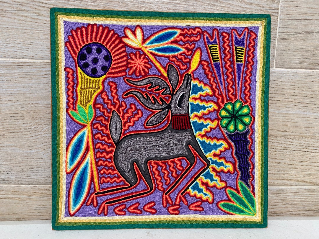 Huichol Yarn Painting 12 X 12 Inches 30 X 30 Cms, Huichol Painting