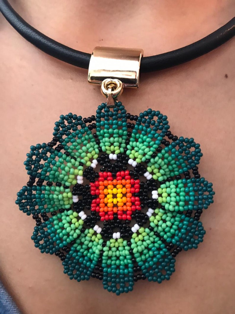 Boho necklace huichol choker huichol art huichol Huichol necklace Mexican choker colorful necklace beaded choker huichol jewelry