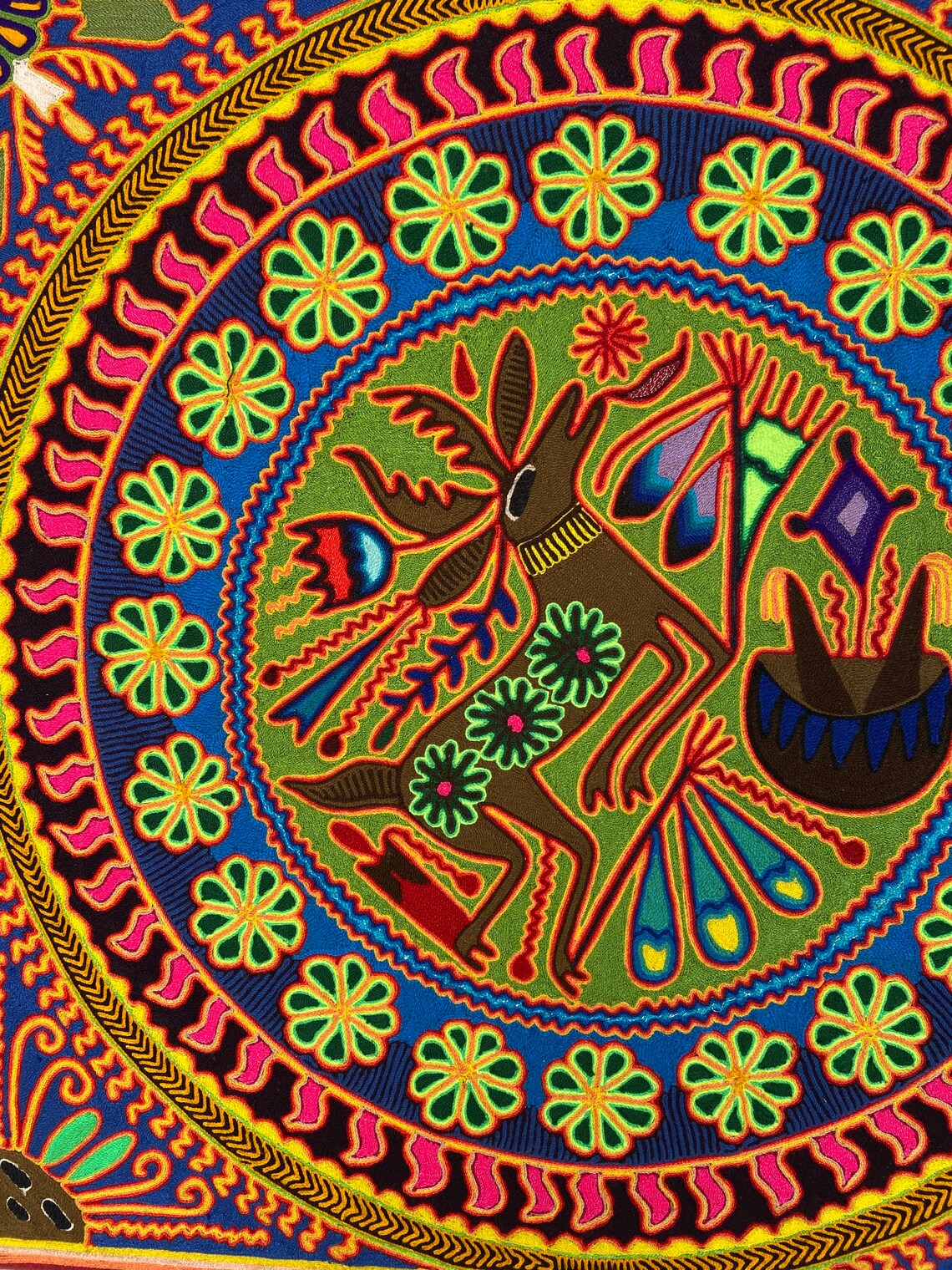 Huichol Mexican Yarn Painting 24 X 24 Inches 60 X 60 Cms Etsy