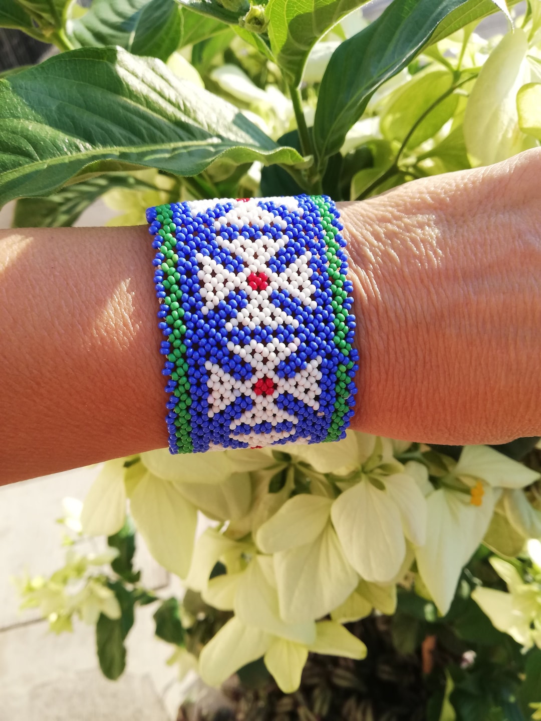 Beaded Huichol Bracelet, Mexican Bracelet, Beadwork Bracelet, Huichol