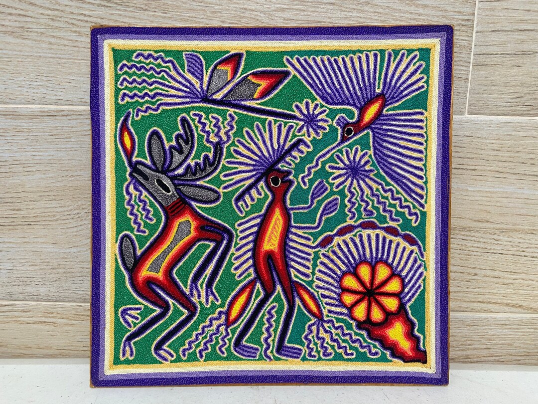 Huichol Yarn Painting 12 X 12 Inches 30 X 30 Cms, Huichol Painting
