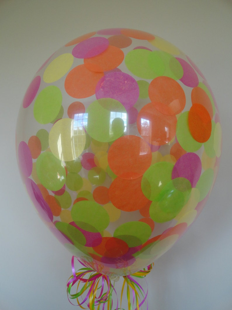 3 6 or 10 Count Large 16 Confetti Balloons with Neon Etsy
